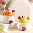 thumbnail image 1 of Cute Mushroom Ceramic Fork Storage Jar with Stainless Steel Fruit Forks for Home Kitchen and Party Snacks, 1 of 6