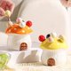 thumbnail image 1 of Jarra para almacenamiento con tenedor de fruta con setas adorables, bote cerámico naranja amarillo • Soporte para tenedor de postre de acero inoxidable • Puesto de snacks con dientes romos, 1 of 6