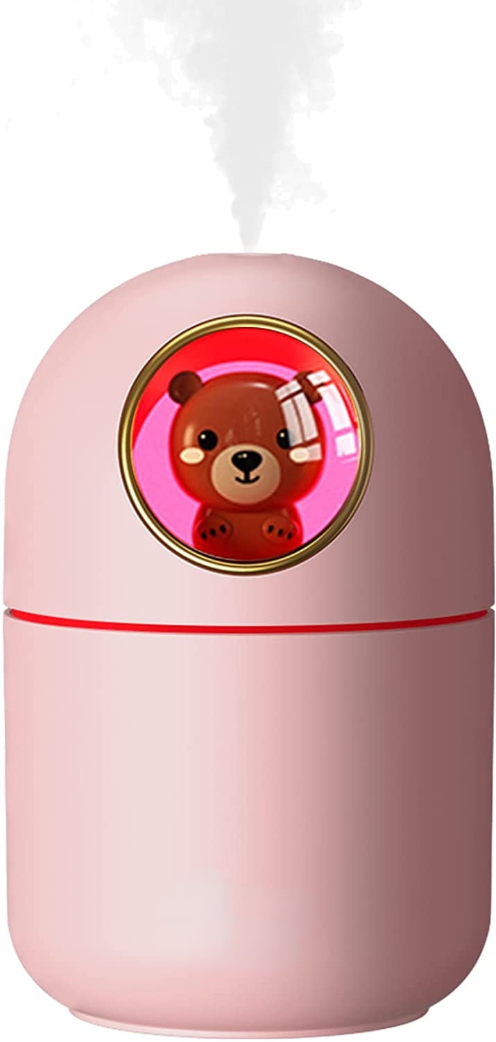 Mini Humidifiers for bedroom, Cool Mist Humidifiers, small humidifier for Bedroom, Home, Travel Office and Plants.(300ml,pink)