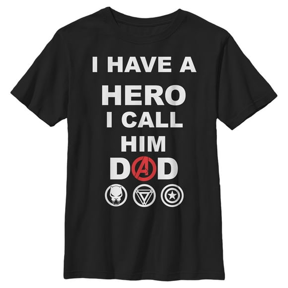 Boy's Marvel Avengers I Have a Hero I Call Him Dad  T-Shirt - Black - Medium