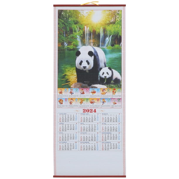 FELTECHELECTR Calendario chino, calendario lunar, decoración del Año del Dragón, calendario de Año Nuevo chino para el hogar.