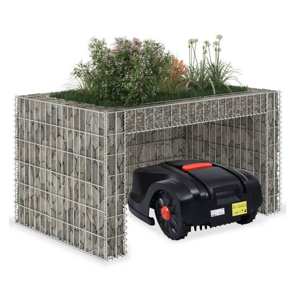 Lawn Mower Garage with Raised Bed 43.3"x31.5"x23.6" Steel Wire