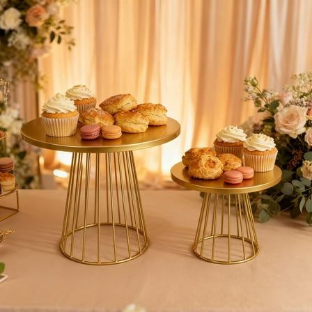 Metal Wedding Baby Shower Cake Stand, Gold (2 Count)