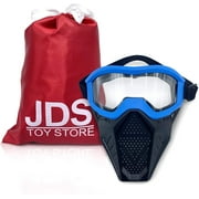 JDS Blue Kids Teens Tactical Face Mask with Bonus Dart Carrying Bag, Compatible with Nerf Elite, Kronos, Ultra, Rival, Apollo, Khaos, Artemis, Atlas Blasters