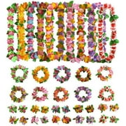 40 Packs Hawaiian flower Leis,Tropical Luau Party Supplies of Hula Garland for Hawaii Decorations