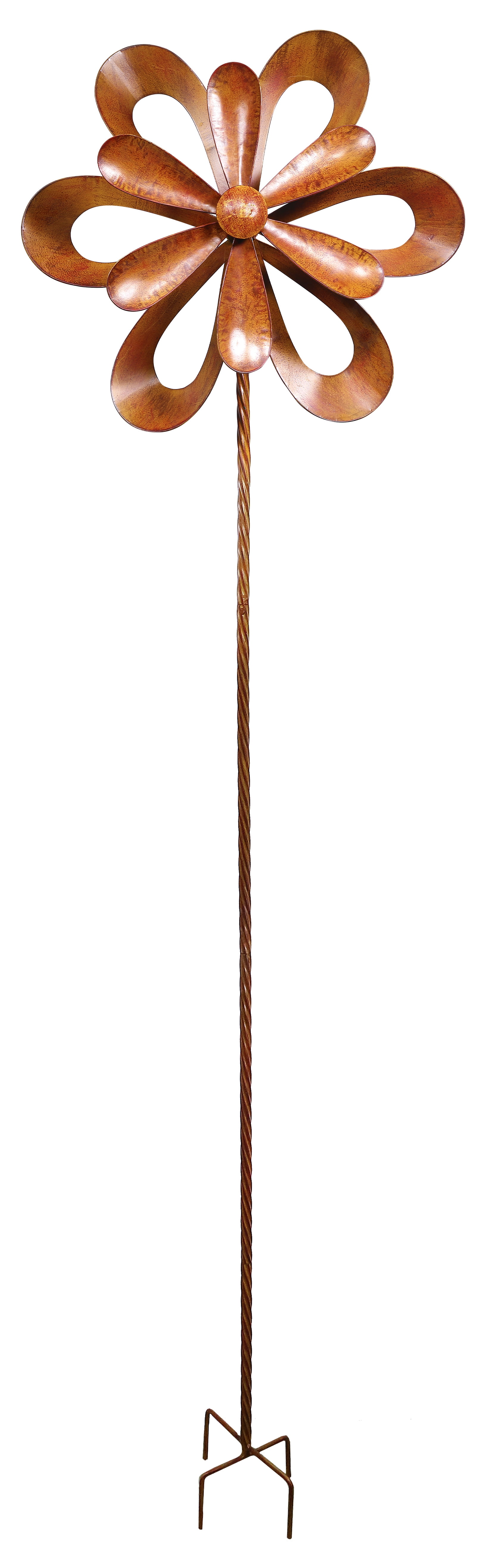 Alpine Rustic Metal 3D Garden Stake Windmill Spinner, 96 Inch Tall