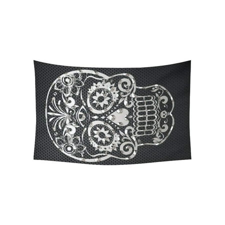 CADecor Skull Black Silver  Metal Wall  Tapestry Wall  
