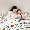 thumbnail image 4 of jejeloiu Folk Floral Full Size Comforter Sets For Girls,Simple Print Bedding Comforter Set,Red Blue Beige,Reversible,3pcs,1 Comforter and 2 Pillowcases, 4 of 7