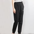 thumbnail image 3 of Ayolanni Knitted Cotton Womens Pants Soft Black Solid Elastic Waist Home Pants Ladies Pants 2x, 3 of 8