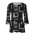 thumbnail image 4 of Hauts Décontractés pour Femmes Mode T-shirt d'Été pour Femmes à Col en V Manches 3/4 Imprimé Blouse Décontractée T-shirt pour Femmes Manches 3/4 en Liquidation, 4 of 5
