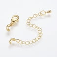 thumbnail image 2 of 100sets Long-Lasting Plated Brass Chain Extender with Lobster Claw Clasps and Bead Tips Real 18K golden Plated 20mm Extend Chain: 69mm Bead Tips: 8x3.5mm Inner: 3mm Clasps: 12x6x2.5mm, 2 of 2