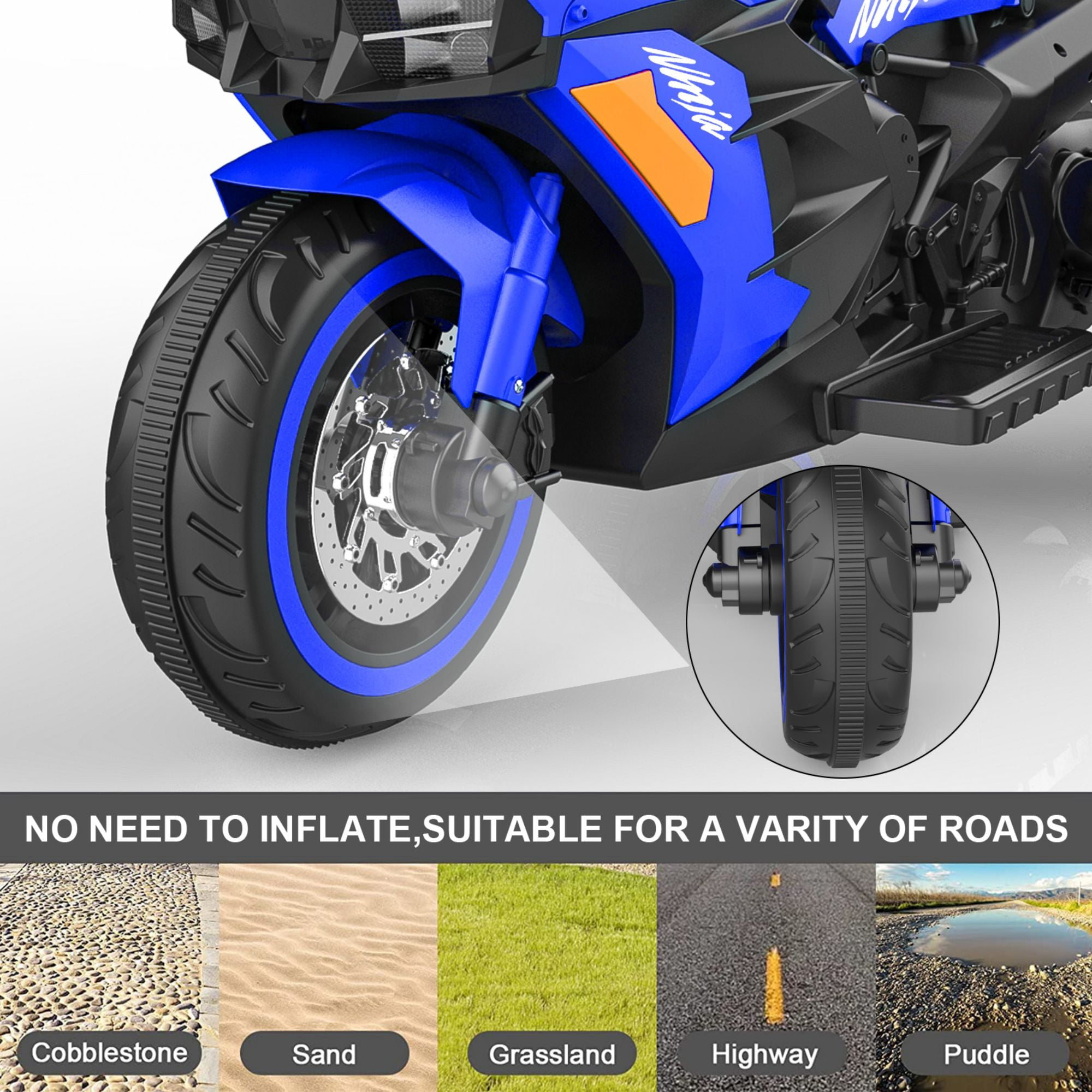 HNH 12V Ride on Motorcycle, Electric Kids Motorcycle, Powered Ride on Motorcycle for 3-6 Years Old, Colorful
