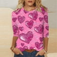 thumbnail image 2 of Busydd Plus Size Valentines Shirts for Women Trendy Heart Graphic Valentines Shirts Tops Casual 3/4 Sleeve Round Neck T Shirts Valentines Day Gifts for Women S-5XL, 2 of 5