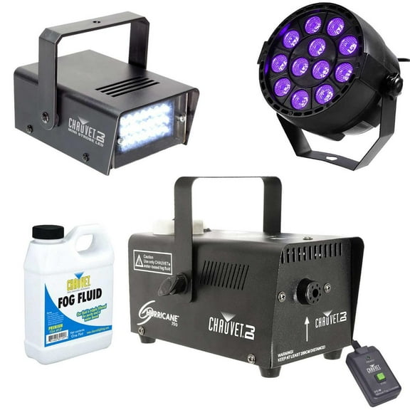 Chauvet DJ Hurricane 700 Fog Machine with Strobe Light & Black Light Package