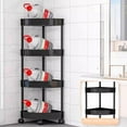 thumbnail image 6 of Bathroom Corner Storage Shelf Organizer - 4-Tier with Detachable Rolling Wheels and Drainage Holes, White/Black Plastic and Stainless Steel, Space-Saving Solution for Toiletries, 6 of 6