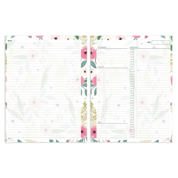 TUL Discbound Undated Daily Refill Pages, Letter Size, 50 Sheets, Floral