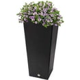 thumbnail image 3 of Algreen Valencia Square Tapered Pot Planter w/ Elevated Shelf, Black Marble, 28", 3 of 6