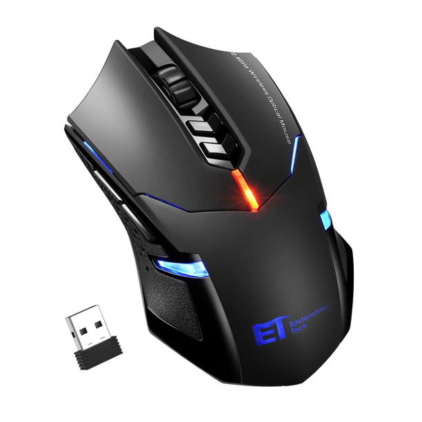 Wireless Gaming Mouse Ergonomic Grips 7 Buttons 2400 DPI Breathing Unique Silent 