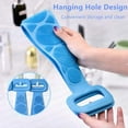 thumbnail image 3 of 2Pcs Silicone Shower Bath Exfoliating Long Double Side Deep Clean Body Back Scrubber (Blue+Green), 3 of 9