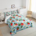 thumbnail image 4 of Manfei Teens Fruit Strawberry Bedding Comforter Set, Blue Cartoon Twin Comforter Sets, Tropic Flower Plant Reversible Bedding Set, Microfiber Bedroom Decor, 2pcs, 4 of 9