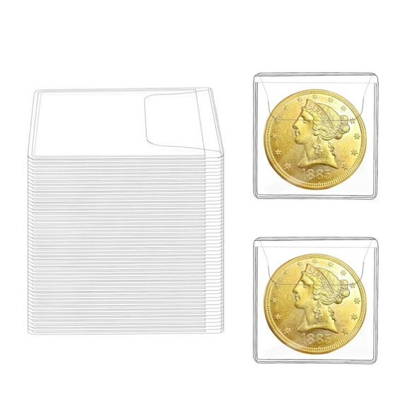 TGY Single Pocket Coin Collection Sleeves,Pack of 50 Individual Coin Protectors,Portable Small Square Pouches for Bills Collectors,Clear,2.2 x 2 Inch