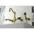 thumbnail image 3 of Kingston Brass KS1267PKLBS Duchess Double-Handle Wall-Mount Bridge Kitchen Faucet with Brass Sprayer, Brushed Brass, 3 of 7