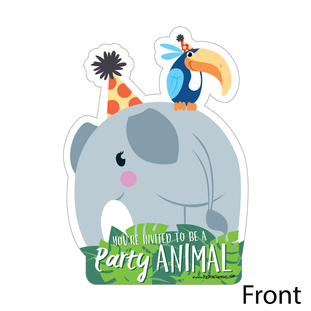 Jungle Party Animals Shaped Fill In Invitations Safari Zoo