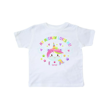 

Inktastic My Meemaw Loves Me with Cute Rainbow Unicorn Gift Toddler Boy or Toddler Girl T-Shirt