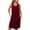 Wine, variant on Busydd Dresses for Women Solid Color Pleated Mini Dress Trendy Round Neck Summer Dresses Sleeveless Sun Dress with Pockets
