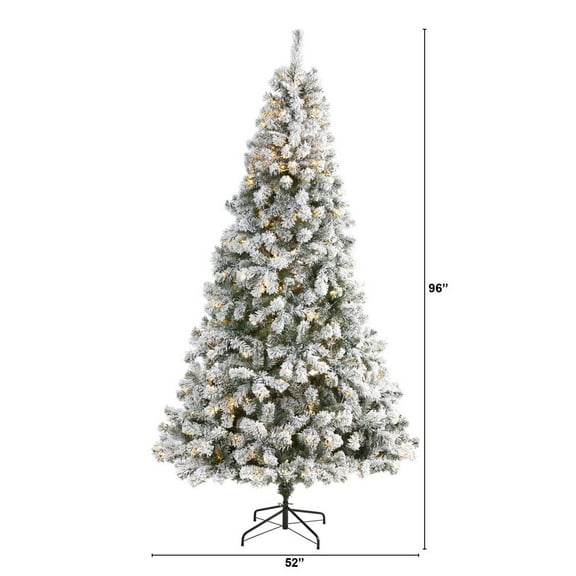 Nearly Natural 8ft. Flocked West Virginia Fir Artificial Christmas Tree with 500 Clear LED Lights