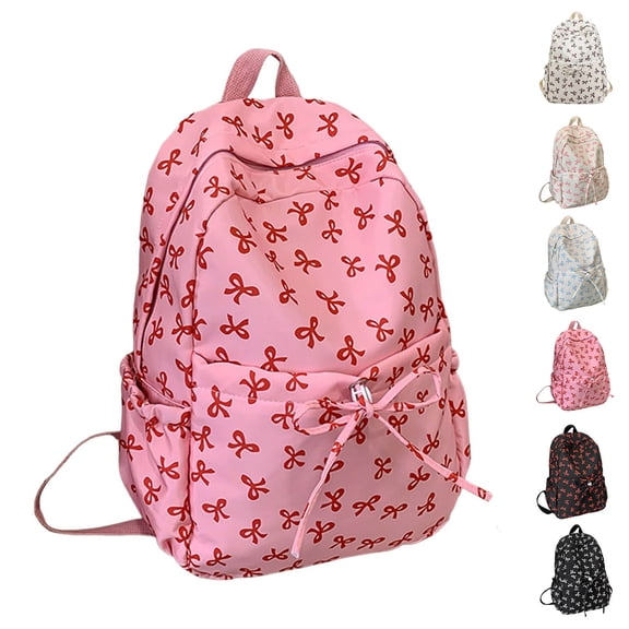 Cute Bow Backpack, Nylon Laptop Bag for Women