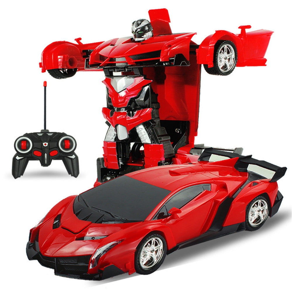 Remote Control Super Car Toys with Gesture Sensing One-Button Deformation and 360°Rotating Drifting Light Music 1:14 Scale RC Car for Kids Transform Car Robot Best Gifts for Boys Girls Red 