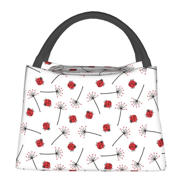 Fotbe Ladybug With Dandelion Bolsa Térmica Portátil con Estampado, Bolsa de Entrega de Alimentos Aislada, Bolsa Reutilizable de Gran Capacidad para Comidas y Supermercado