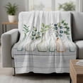 thumbnail image 2 of Bottles and Plants Blanket Soft Cozy Warm Throw Blanket for Couch, Plush Fuzzy Flannel Fleece Blankets for Sofa, Country Leaves Farmhouse White Wooden Grain Bed Blankets Gifts for Men, 50"x60", 2 of 9
