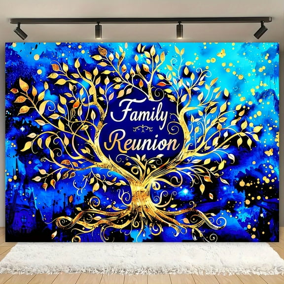 Family Reunion Backdrop Royal Blue Family Tree of Life Decorations Welcome to Our Family Members Photography Background Welcome Family Gathering Banner Supplies Photo Props