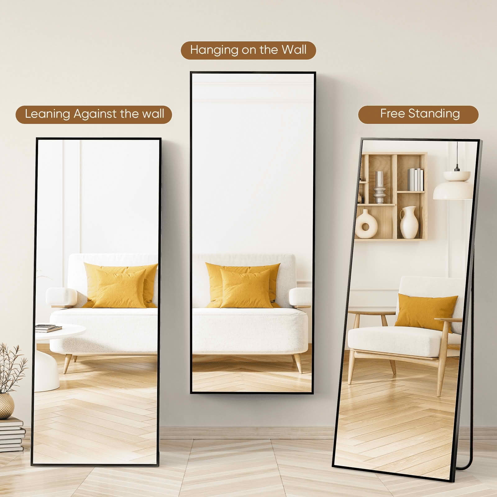 MAYEERTY 71 X 26 Inch Rectangle Full Length Mirror, Standing Hanging Leaning Wall Mirror