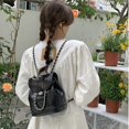 thumbnail image 2 of Bolso Vintage Y2k para mujer, Mini mochila con cadenas de estilo coreano, bolso de cubo de cuero con cera de aceite para estudiante, mochila de viaje elegante Fivean unisex, 2 of 2