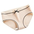 thumbnail image 2 of Sunvit-Panties Juniors Cotton Mid-Rise Bikini Underwear - Ribbed Texture with Bow, Beige, Size M - Soft Breathable for Everyday Wear, 2 of 3