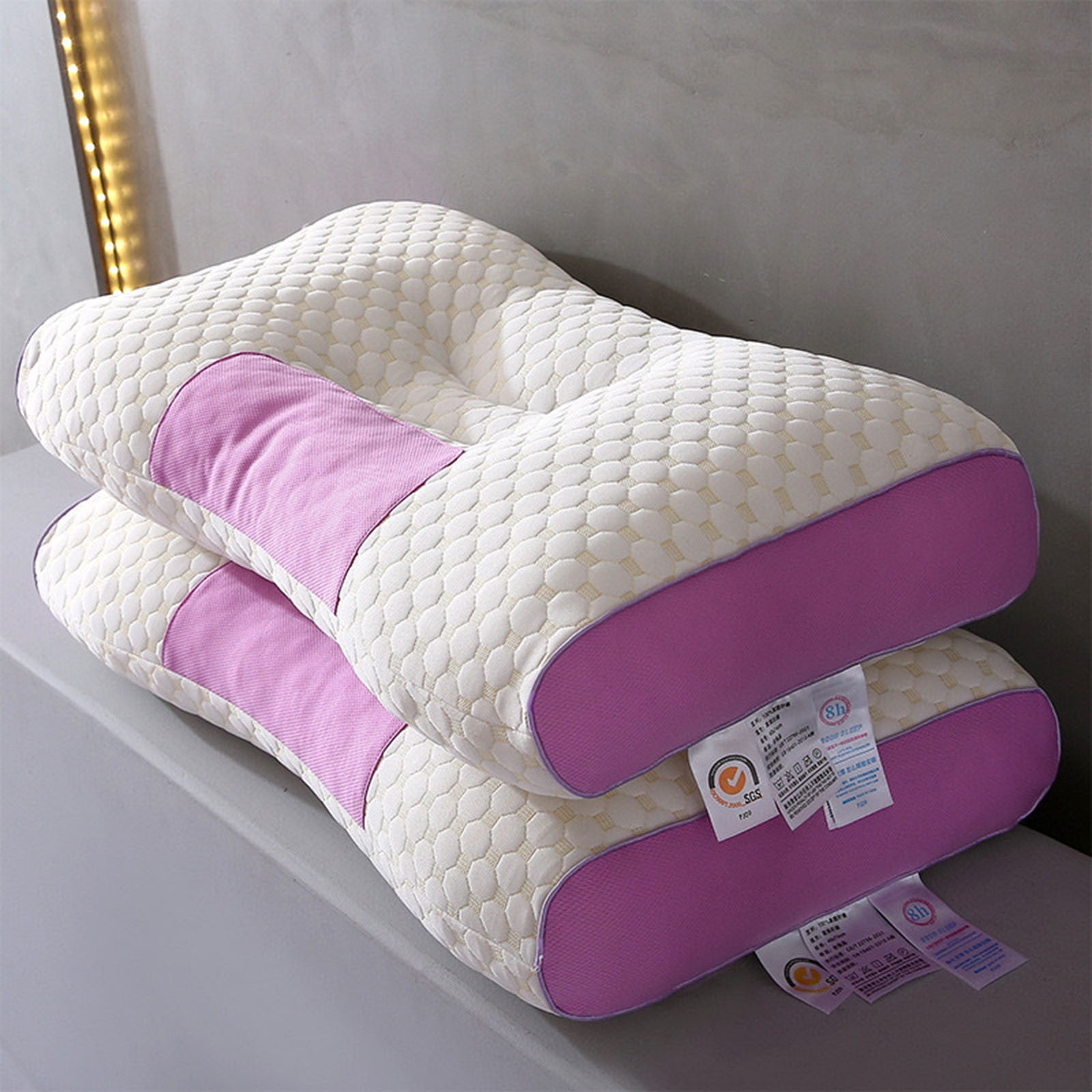 XiYing Soft Cervical Support Pillow, Non-Collapsing Core for Neck Pain Relief and Better Sleep, Low Profile 4Cm Sleeping Height, Polyester Fiber Filling, 40X63Cm, 1 Count