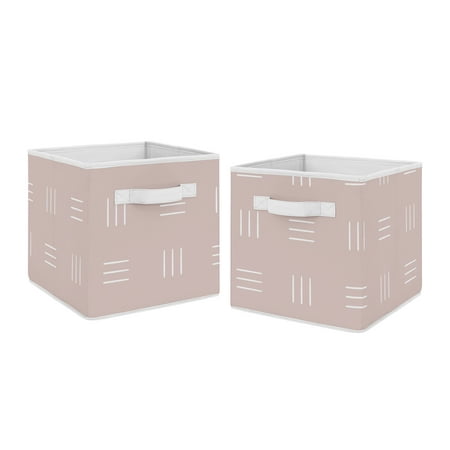 Boho Hatch Mauve and White Fabric Storage Bins (Set of 2) by Sweet Jojo Designs
