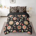 thumbnail image 2 of Homewish Western Tribal Floral Twin Bedding Sets 7-Piece, Black Red Hippie Plant Bedding Comforter Set, Retro Boho Abstract Reversible Sheet Sets, Breathable Home Decor, 2 of 7