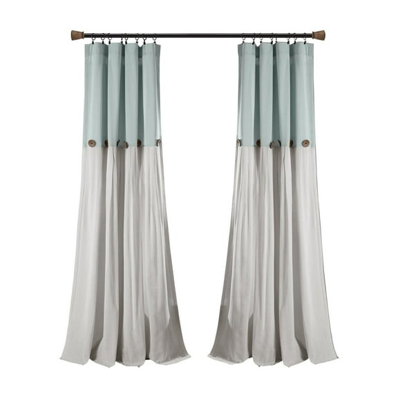 Linen Button Window Curtain Panel Single Dark Linen 40X108