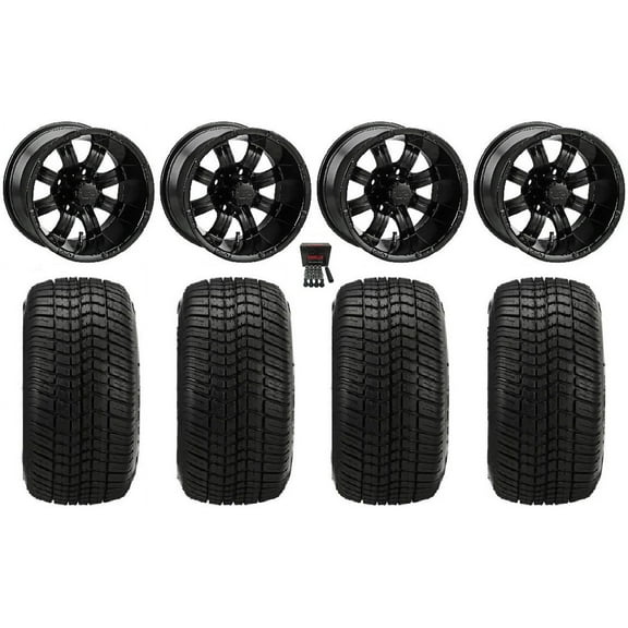 LSI Casino 10" Golf Wheels Black Elite 205x50-10 Tires E-Z-GO & Club Car