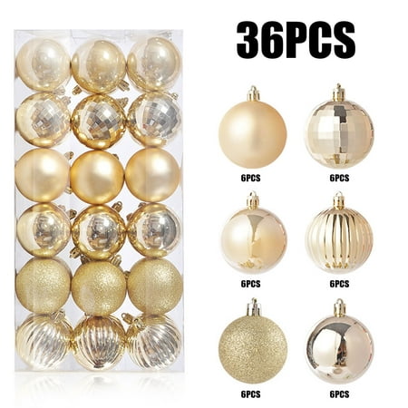 Dvkptbk Christmas Decorations 36PCS Christmas Xmas Tree Ball Bauble Hanging Home Party Ornament Decor 3CM Gold