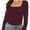 Burgundy, variant on Women's Sexy Long Sleeve Shirts Square Neck Going Out Tops Basic Fall Fashion Slim Fit T Shirts Blouses