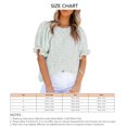 thumbnail image 4 of Estrela Camiseta casual de verano con estampado floral y mangas cortas abullonadas con cuello redondo para uso diario Verde L, 4 of 4