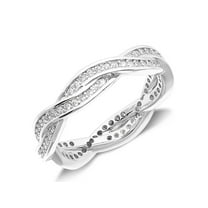 UIONEN 925 Silver Braided Knot Eternity Wedding Band Women Promise Ring Size 9