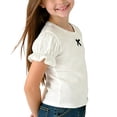 thumbnail image 4 of UQJfacai Toddler Girls T Shirts Kids Casual Lace Puff Sleeve Summer Tops Fashion Cotton Crewneck Solid Basic Tees Blouse 0-6 Years, 4 of 4