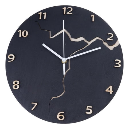 Yihuala 12Inch Unique Artistic Cracked Pattern Wood Wall Clock for Contemporary Interior Decoration Modern Analog Wall Clock