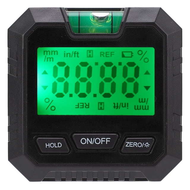 Black Digital Angle Gauge & Level Box with Horizontal Bubble - Magnetic Base, Supports Absolute/Relative Measurement, Angle-Slope Conversion & Data Lock, Ideal for Woodworking, Auto Repair &